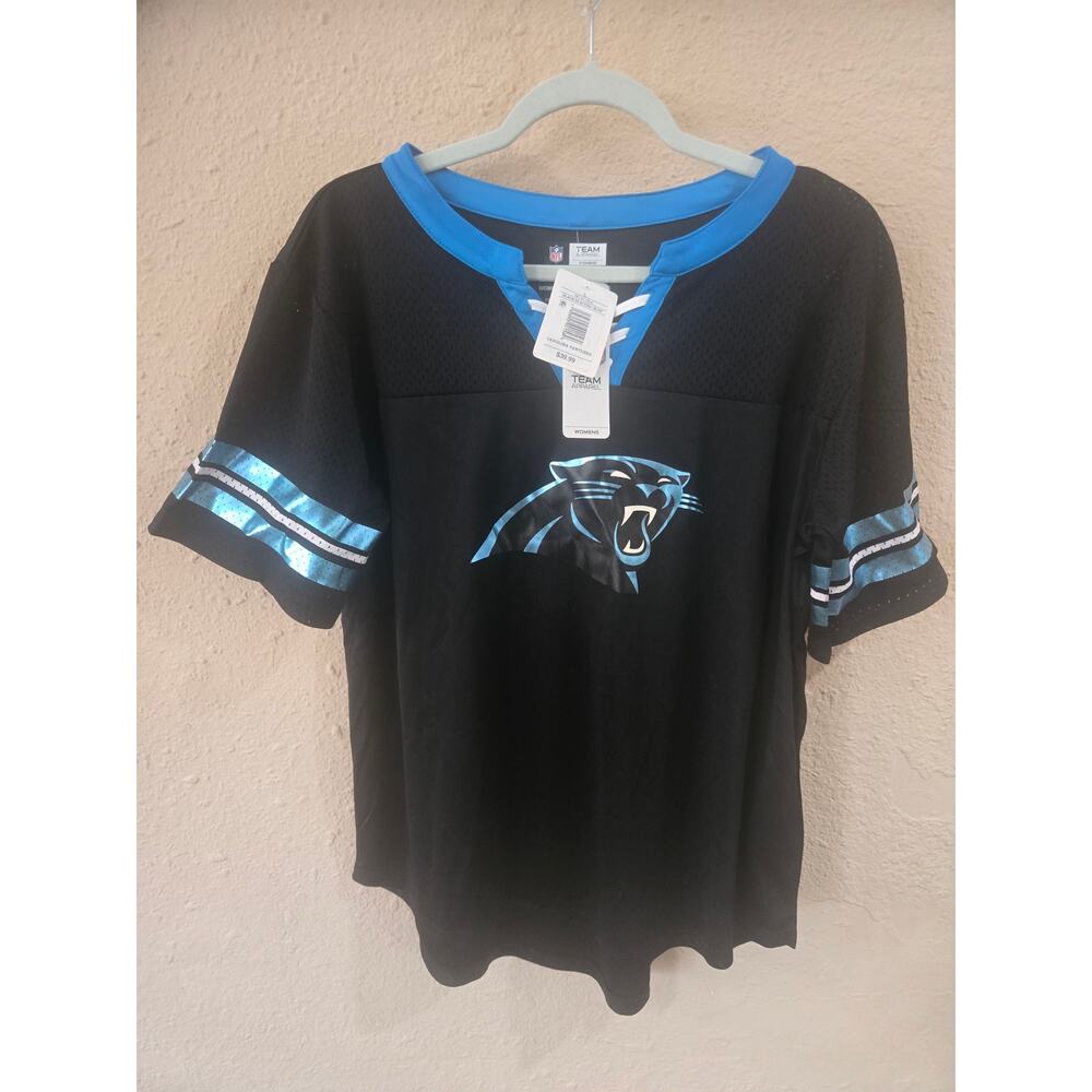 NFL Carolina Panthers Jersey Tackle V-Neck T-Shirt, Women's Size Large, NWT - Picture 4 of 4